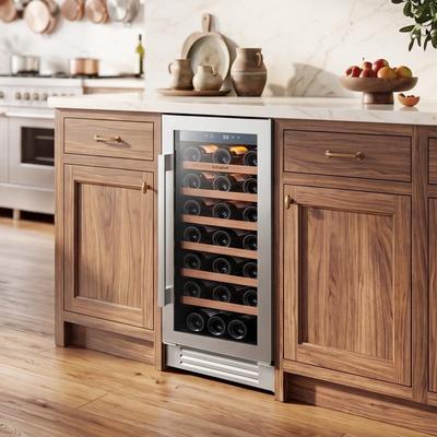 Ca'Lefort 15-Inch 33-Bottle Single-Zone Wine Cooler, Built-In/Freestanding Wine Refrigerator