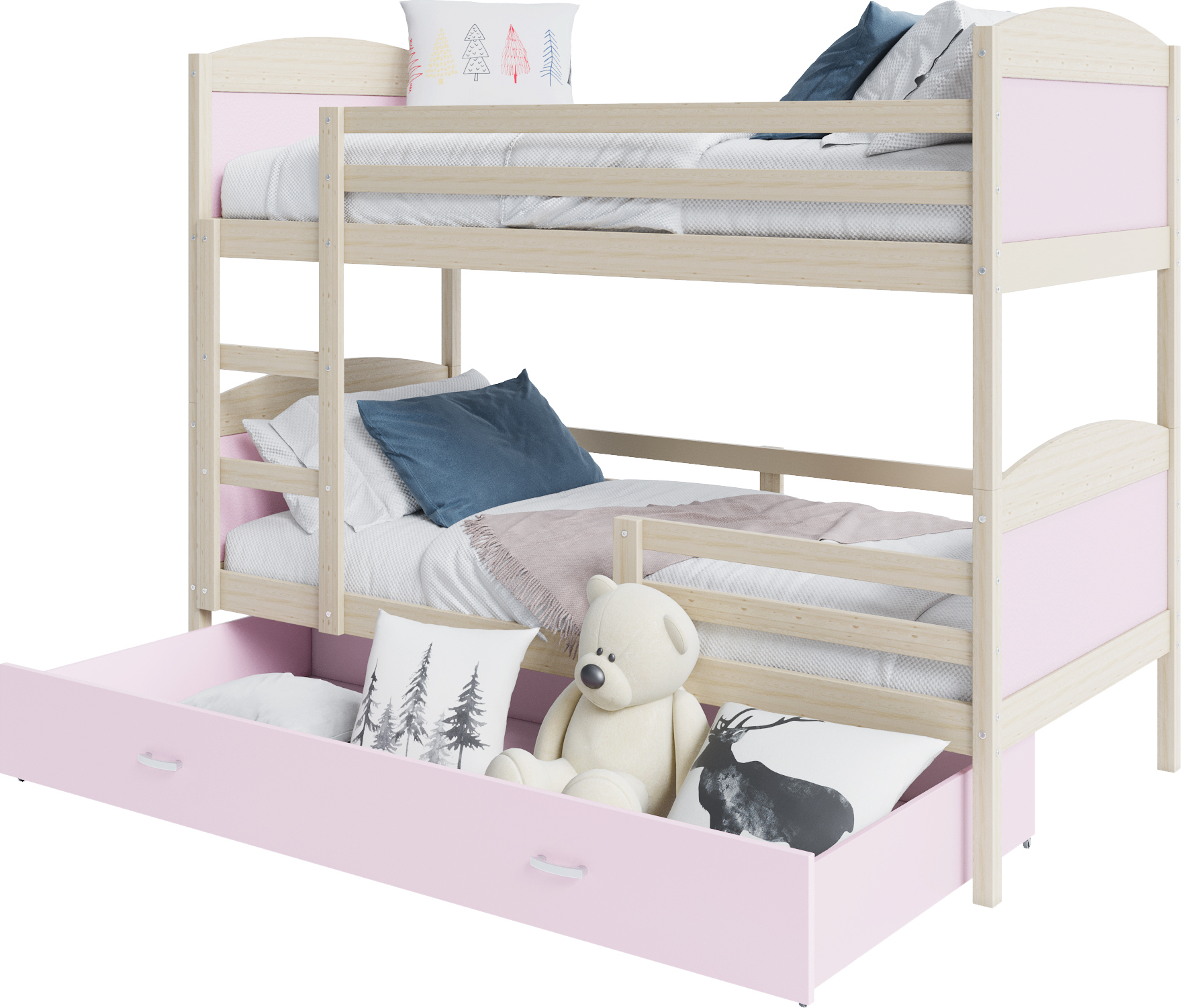 Etagenbett hochbett kinderzimmer kinderbetten jugendzimmer 160x80 kiefer rosa