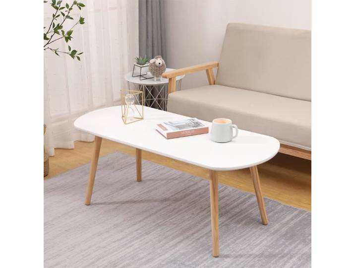 Table basse en bois massif - Table basse de salon - 110x50x45cm Blanc
