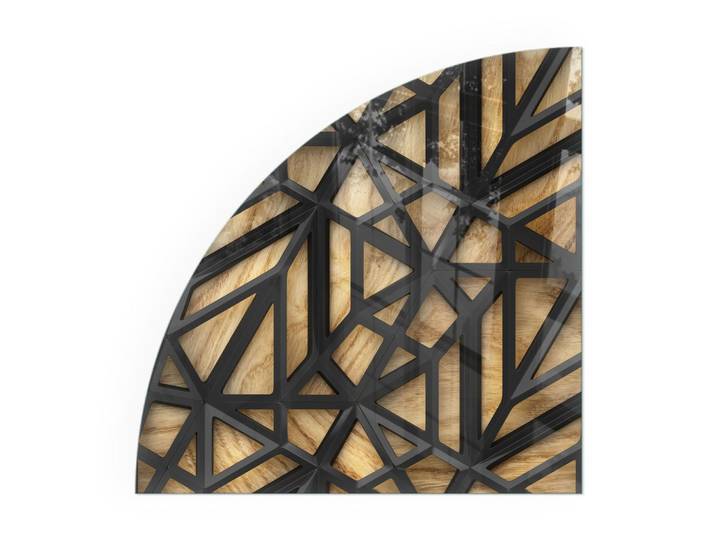 KAMINBODENPLATTE 1/4 100x100 cm - Geometrie mit Holz