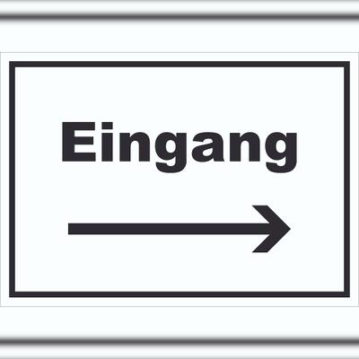 HB-Druck Eingang Schild mit Text und Richtungspfeil rechts Zugang Eintritt waagerecht A1 (594x841mm)