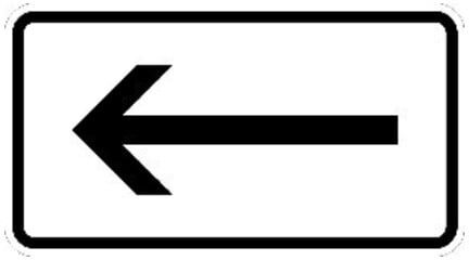 Zusatzschild 1000-10, 330x600mm Flèche gauche RAL-Gütezeichen Film RA1 ; ADCO (4251783600024)