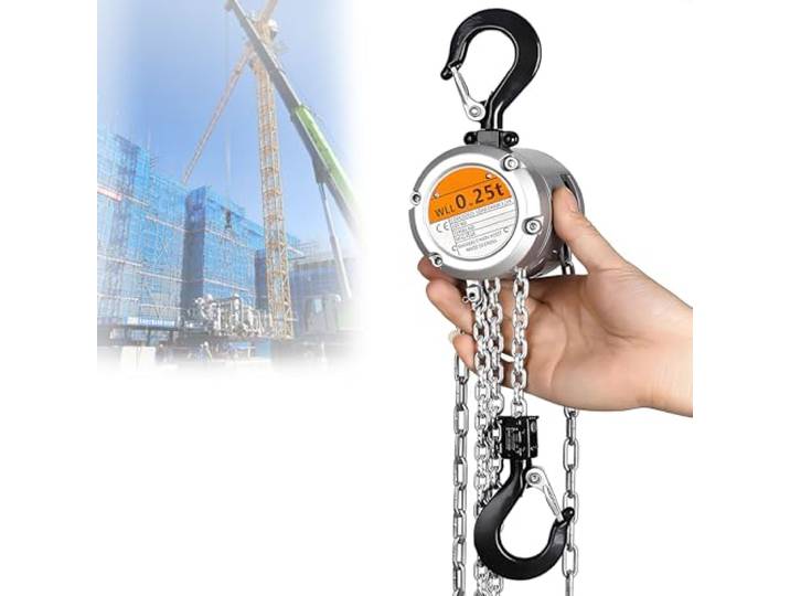EpyGnom Handkettenzug Flaschenzug mit Seilbremse Seilratsche, 0.25/0.5t Tragkraft, 3m Hubhöhe, Seilzug Kettenzug Kettenflaschenzug, Robuste G80-Stahlkette mit Haken für leichtes Heben 250kg*3m
