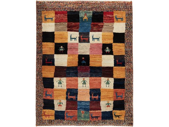 Perser Gabbeh Loribaft Teppich 110x145 Handgeknüpft Modern Orientteppich Perserteppich Wolle