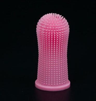 Inspired Living 360 Silicone Pet Finger Toothbrush For Dogs & Cats Dental Care pink