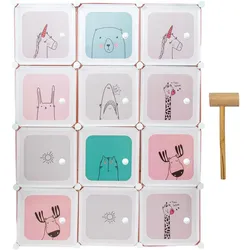 Intirilife, Kinderregal, DIY Steckregal mit 12 Türen (47 x 47 x 145.50 cm)
