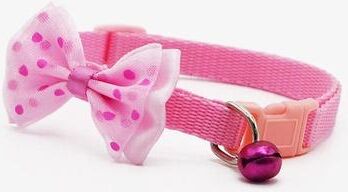 Snug & Styled Chic Adjustable Pet Bow Collar With Bell Stylish Cat & Dog Accessory pink
