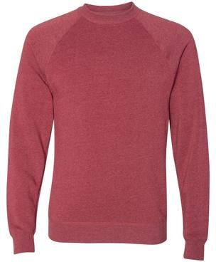Independent Trading Co. PRM30SBC Special Blend Raglan Crewneck Sweatshirt in Crimson size 2XL   Cotton/Polyester