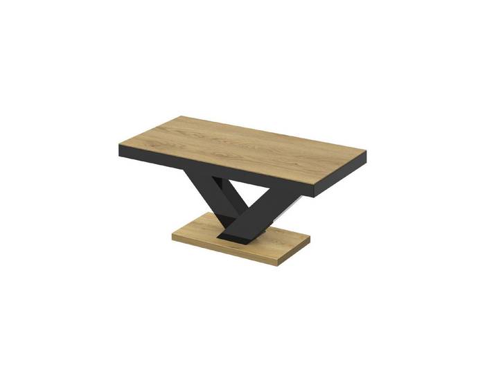 designimpex Couchtisch Design HV-888 Eiche Natur - Schwarz Hochglanz Highgloss