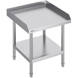 VEVOR Arbeitstisch aus Edelstahl, kommerzieller Arbeitstisch zur Lebensmittelzubereitung, 3-seitiger Spritzschutz, 610 x 610 x 660 mm Küchentisch, Arbeitstisch mit einstellbarer Höhe für Hotel