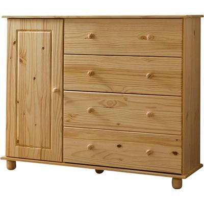 Schubkastenkommode MÖBILIA "Chur", beige (natur), B:121cm H:102cm T:43cm, Massivholz, Sideboards, Kombikommode