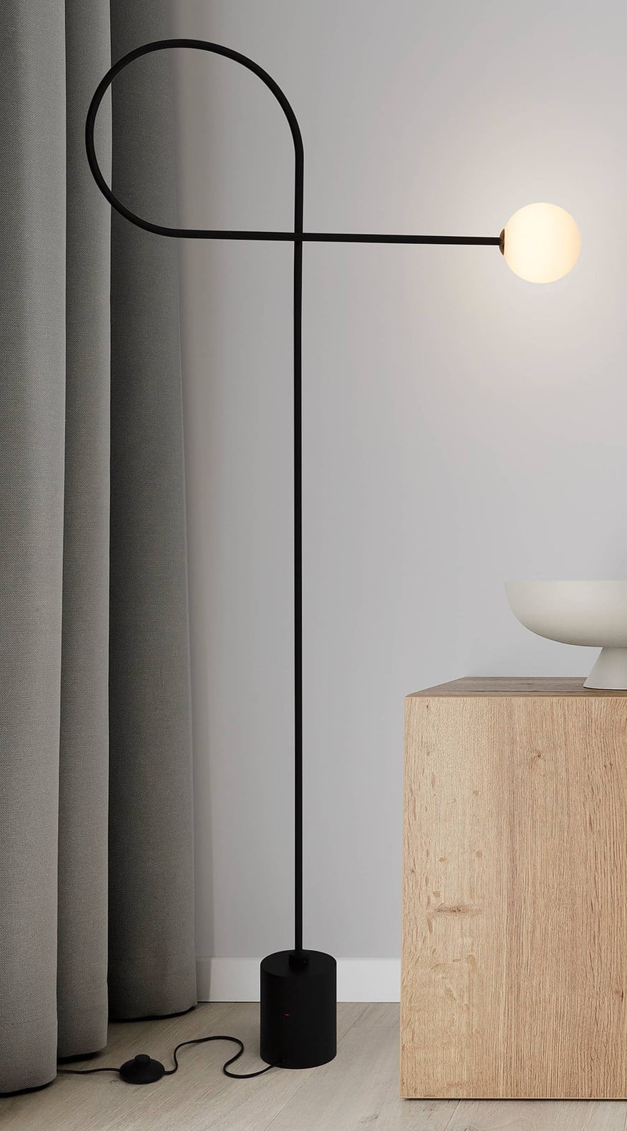home24 Staande lamp Dedalo zwart, aluminium, G9