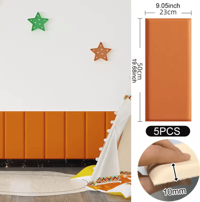 Inspire Curations 3D Soft Leather Peel And Stick Wall Panels Padded Headboard Tiles orange 5pcs