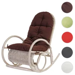 Schaukelstuhl Esmeraldas, Schwingsessel Rattansessel, weiß ~ Auflage braun