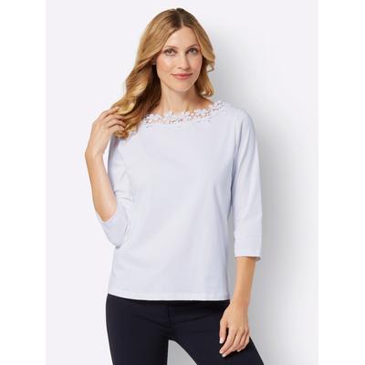3/4-Arm-Shirt CLASSIC BASICS "3/4-Arm-Shirt", Damen, Gr. 38, weiß, 100% Baumwolle, Spitze:100% Polyester, unifarben, U-Boot-Ausschnitt, Shirts 3/4-Arm-Shirt
