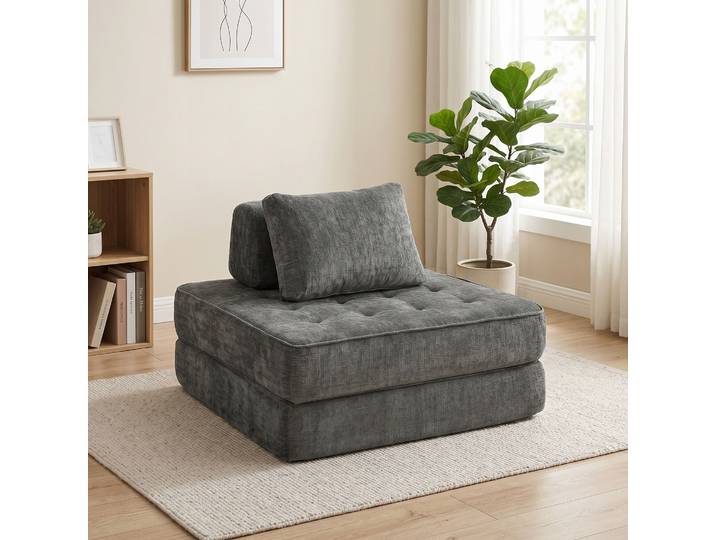 HOMCOM Canapé-lit 1 Place Pliant Convertible Chauffeuse Gris