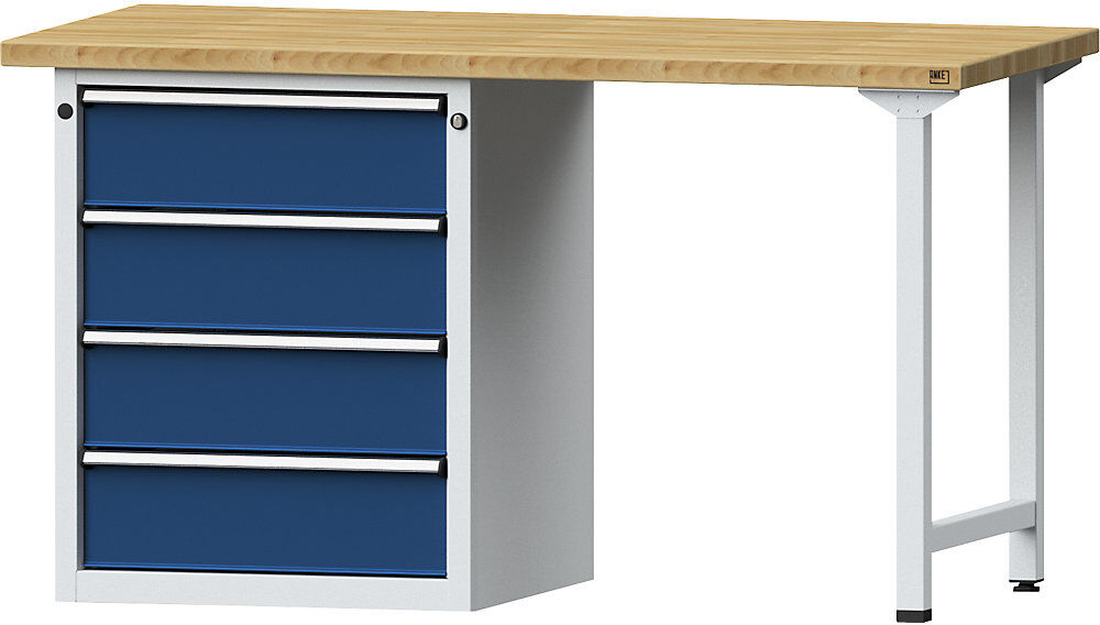 Werkbank, Baukastensystem, 4 Schubladen, Buchemassivplatte ANKE