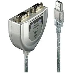 Lindy USB RS232 Konverter 2 Port. Liefert zwei RS232-Ports mit 9poligem Stecker, FTDI-Chip (0.60 m), Schnittstellenkabel