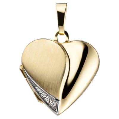 Medallionanhänger JOBO "Anhänger Medaillon Herz", gold (gelbgold 333), Schmuckanhänger, Damen, Gelbgold 333, 333 Gold mit einem Zirkonia