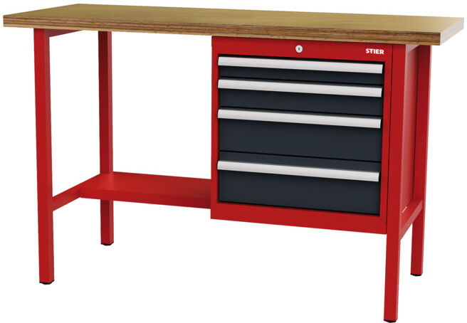 établi STIER avec 4 tiroirs, lxPxH 1 500x600x960 mm, RAL 3020 / RAL 7016 (904946)
