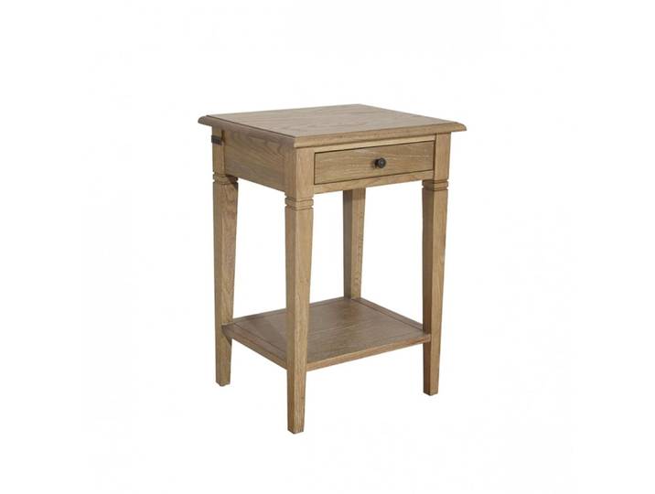 Table de chevet style shabby chic en chêne marron