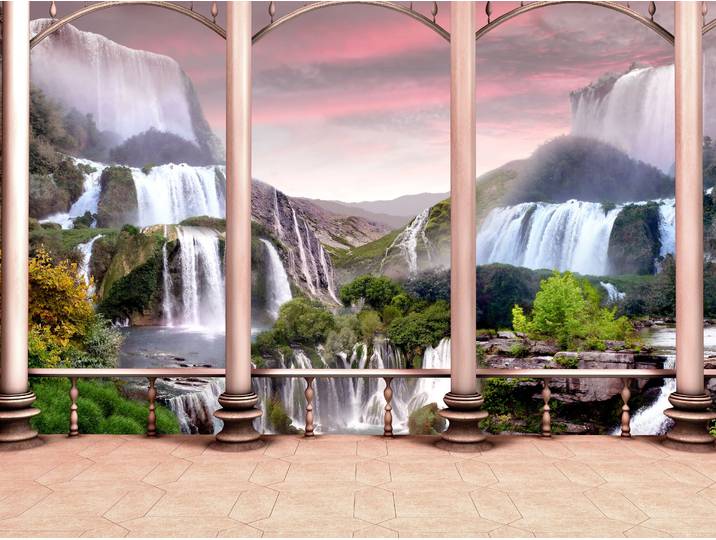 Fototapete PAPERMOON Waterfall Design , bunt, B:1,5m L:1,11m, Vlies, Tapeten, Fototapete
