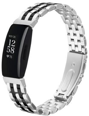 Everyday Crate Fitbit Inspire 2 Band Stainless Steel Five Bead Metal Watch Band For Fitbit Inspire 1 Inspire 2 silver Black