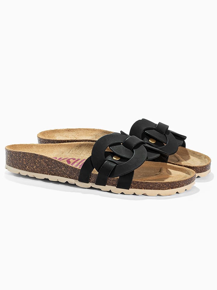 BACKSUN Leder-Pantoletten "Trapeze" in Schwarz - 38