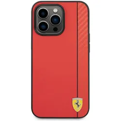 Ferrari FEHCP14LAXRE iPhone 14 Pro 6,1" czerwony/red hardcase Carbon (Apple iPhone 14 Pro), Smartphone Hülle, Rot