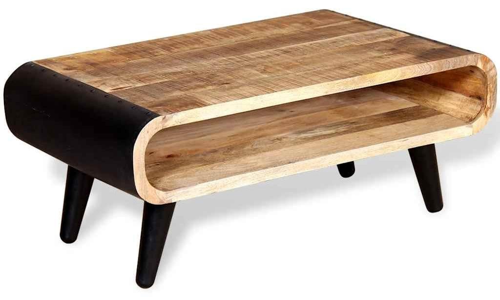 vidaXL Salontafel van ruw mangohout, B: 90 cm, D: 55 cm, H: 39 cm