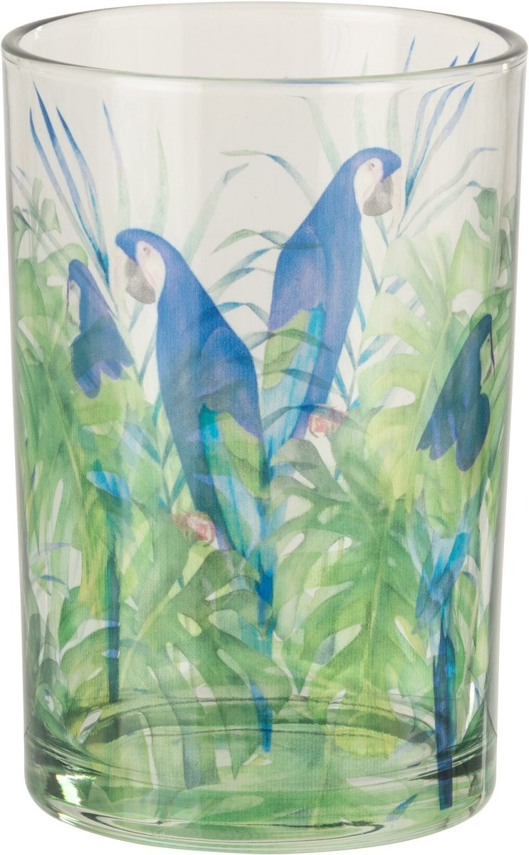 J-Line theelichthouder Papegaai glas groen/blauw large