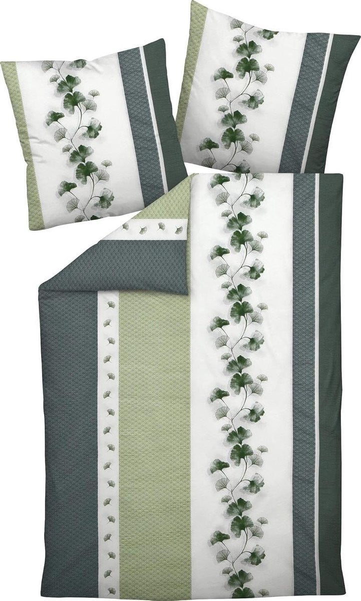 Dekbedset Seersucker Zilvergroen - Strijkvrij Katoenen Beddengoed - 135 x 200 cm