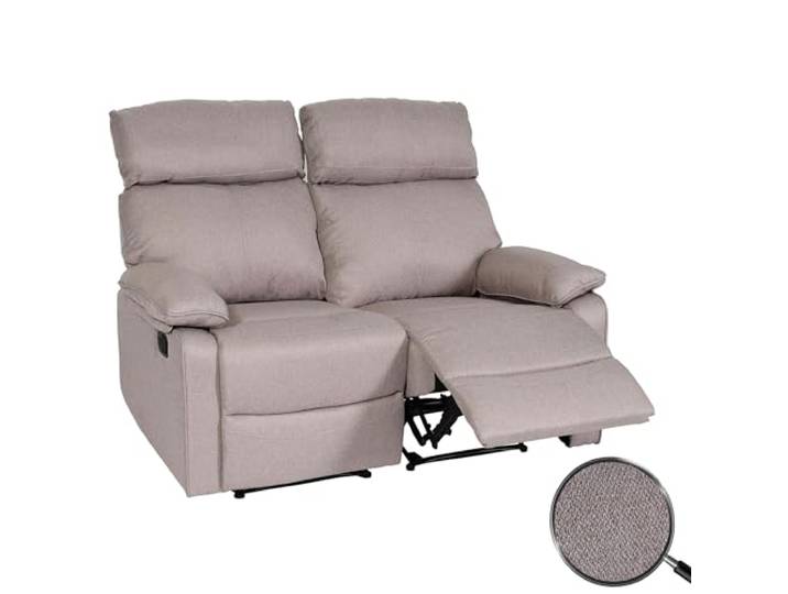 Mendler 2er Kinosessel HWC-L93 Stoff/Textil - grau-braun