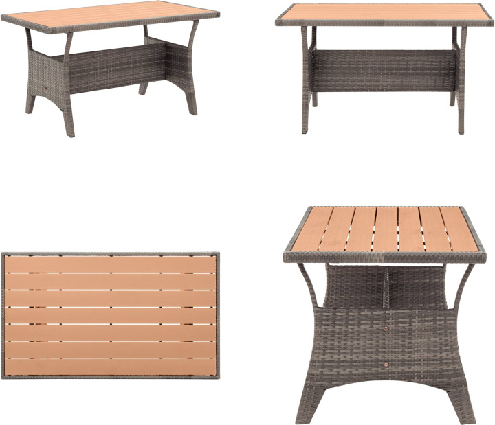vidaXL Gartentisch Grau 120x70x66 cm Poly Rattan - Gartentisch - Gartentische - Outdoor-Tisch - Outdoor-Tische