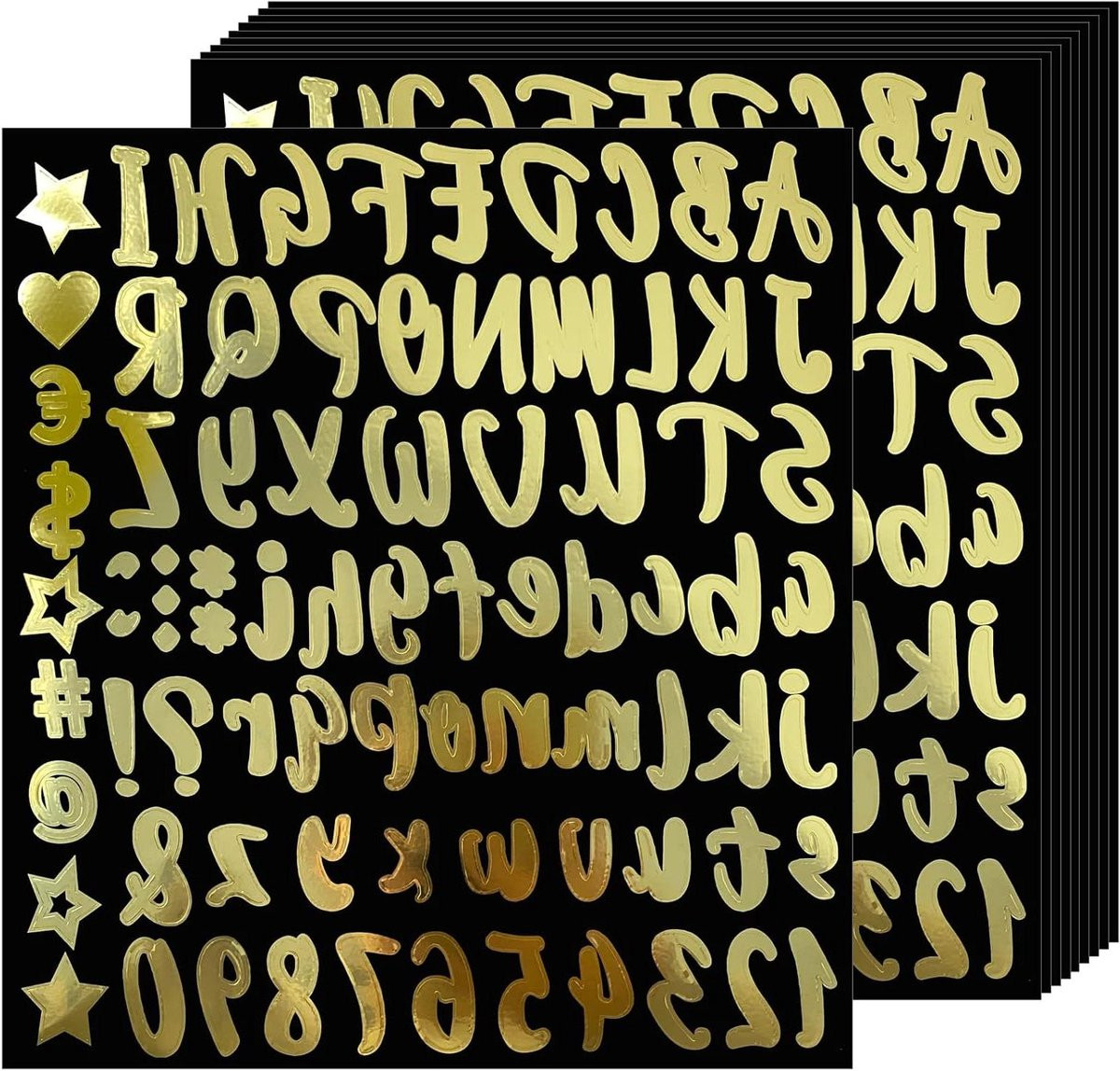 810 stuks Vinyl Alfabet en Nummer Stickers - Goud - Waterdichte Adres Stickers