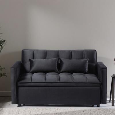 ZWYO HOSIMU "54"" Velvet Pull-Out Sleeper Sofa with Adjustable Backrest and Solid Wood Frame"