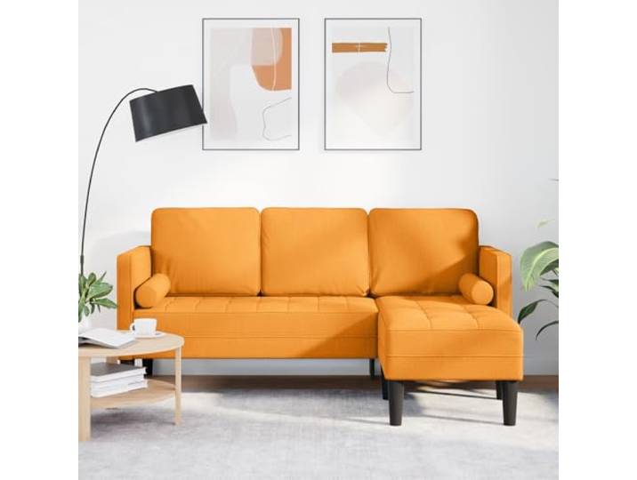 HEFZGDB L-Form Sofa 3-Sitzer Dunkelgelb 160 cm Stoff moderner Wohnzimmer Sitzgruppe mit abnehmbaren Kissen und robustem Buchenholzrahmen für stilvolle Gemütlichkeit und langlebige