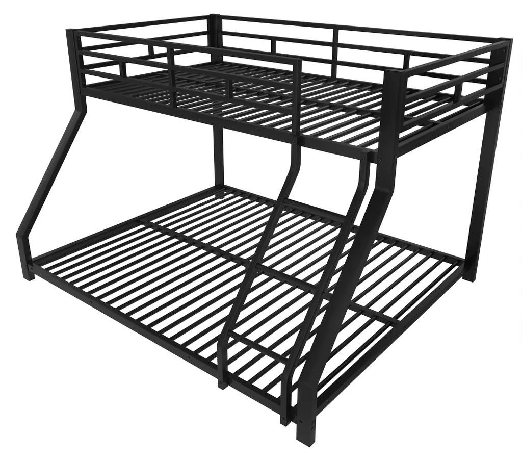 Metall-Etagenbett - Kinderbett - 90 x 200/140 x 200 cm - Sicherheitsgitter - Treppe - EN 747- - Schwarz