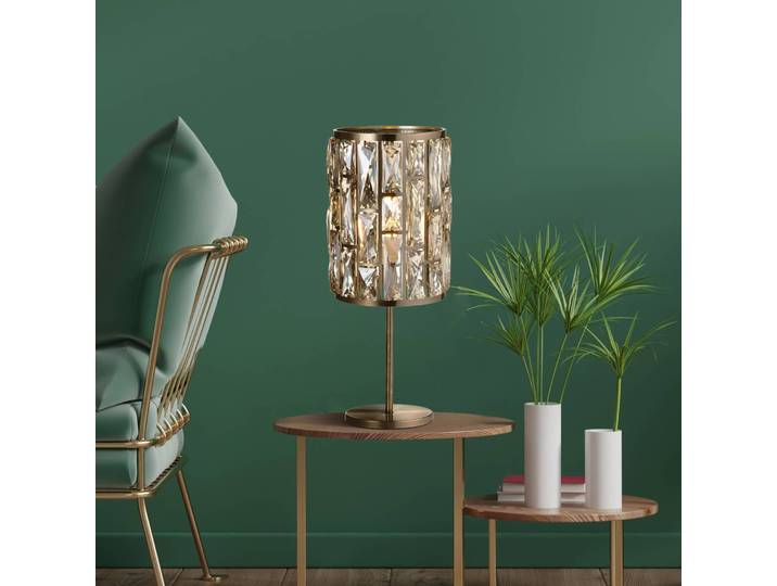 Searchlight Kristall Tischlampe Bijou, messing / gold, für Wohn- / Esszimmer, Metall