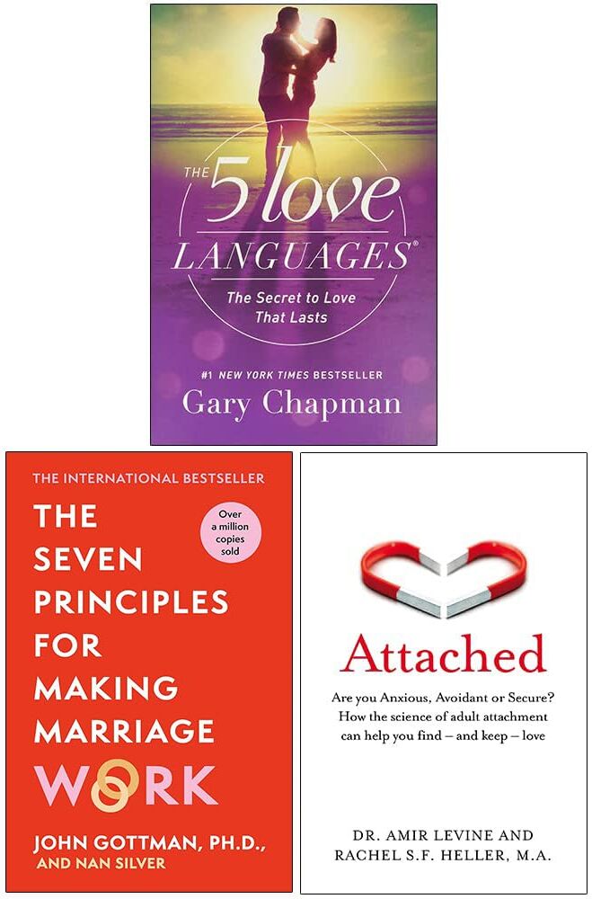 Orion The 5 Love Languages, Seven Principles for Marriage & Attached 3 Book Set – Relationship & Love Guide Collection