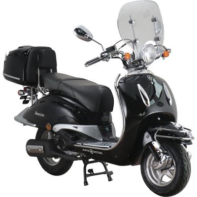Motorroller ALPHA MOTORS "Retro Firenze Limited", schwarz (schwarz, schwarz), Motorroller, 85 km/h, mit Lenkerschloss und Windschild, B:89cm H:112cm L:189cm