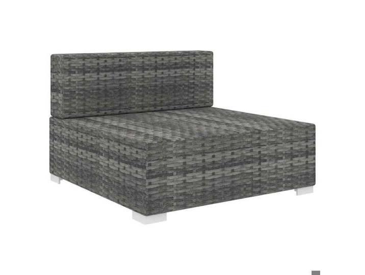 NEW Siège central sectionnel 1 pc et coussins Résine tressée Gris Éléments pour sofa modulable_54579