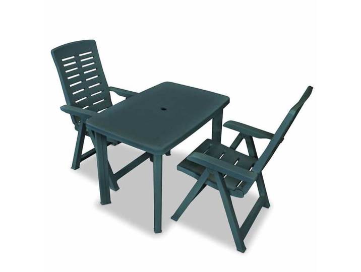 Salon Jardin Plastique Vert 3 Pièces Table Chaises 80x60cm Terrasse Balcon Extérieur Mobilier