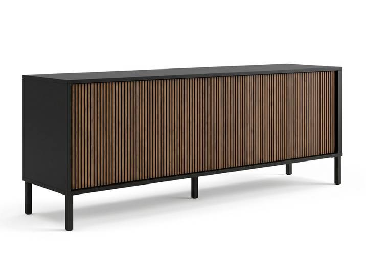 Meuble tv Asti Anthracite/noyer - Basika