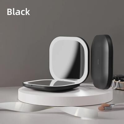 Uplift Picks Double Sided LED Makeup Mirror With 3x Magnification USB Rechargeable black