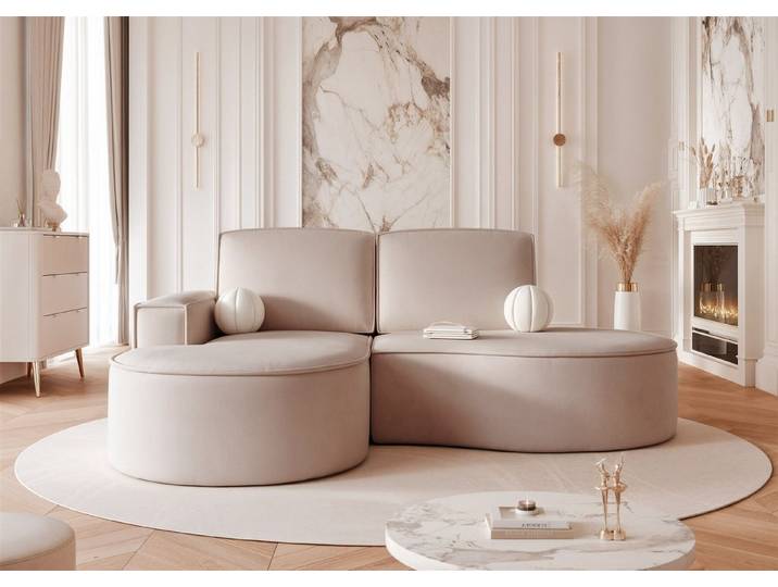 Fun Möbel Ecksofa Designersofa ARLET mit Ottomane in Stoff, Rundumbezug und ein besonderes Design