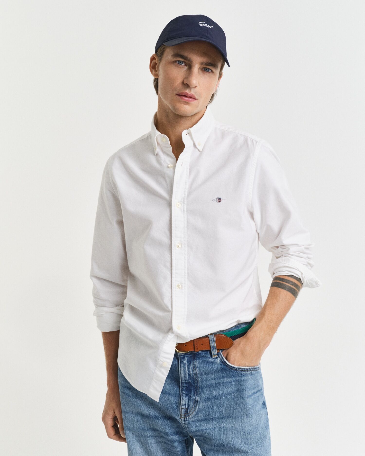 Langarmhemd GANT "Slim Fit Oxford Hemd strukturiert langlebig dicker", Herren, Gr. M, N-Gr, weiss (weiß), Popeline, Obermaterial: 100% Baumwolle, unifarben, slim fit hüftbedeckend, Hemden Langarmhemd, Oxford Hemd Slim Fit weiß M, N-Gr