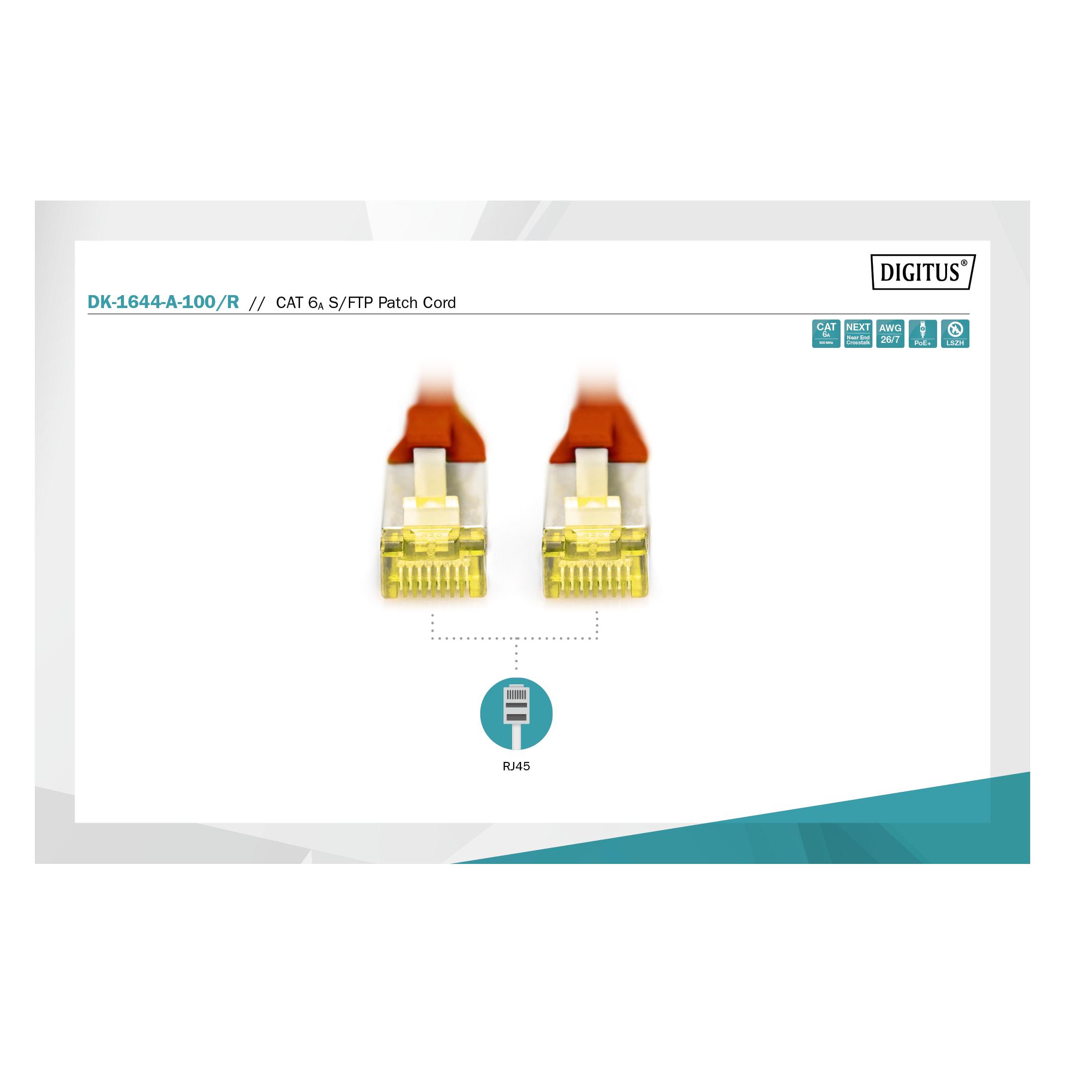 Digitus CAT 6A S/FTP Patchk.,10m,rot (S/FTP, CAT6a, 10 m) (DK-1644-A-100/R)