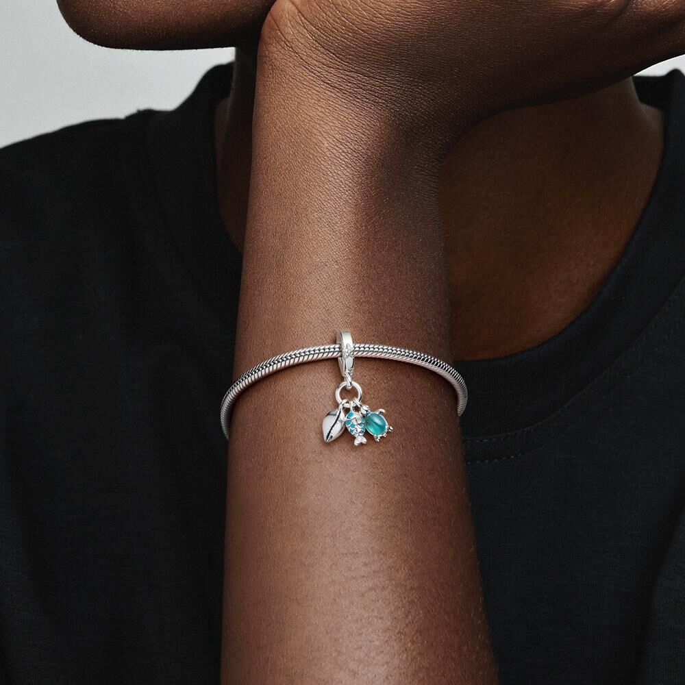 Pandora Charm-Anhänger Meerestiere aus Sterlingsilber, Emaille silber