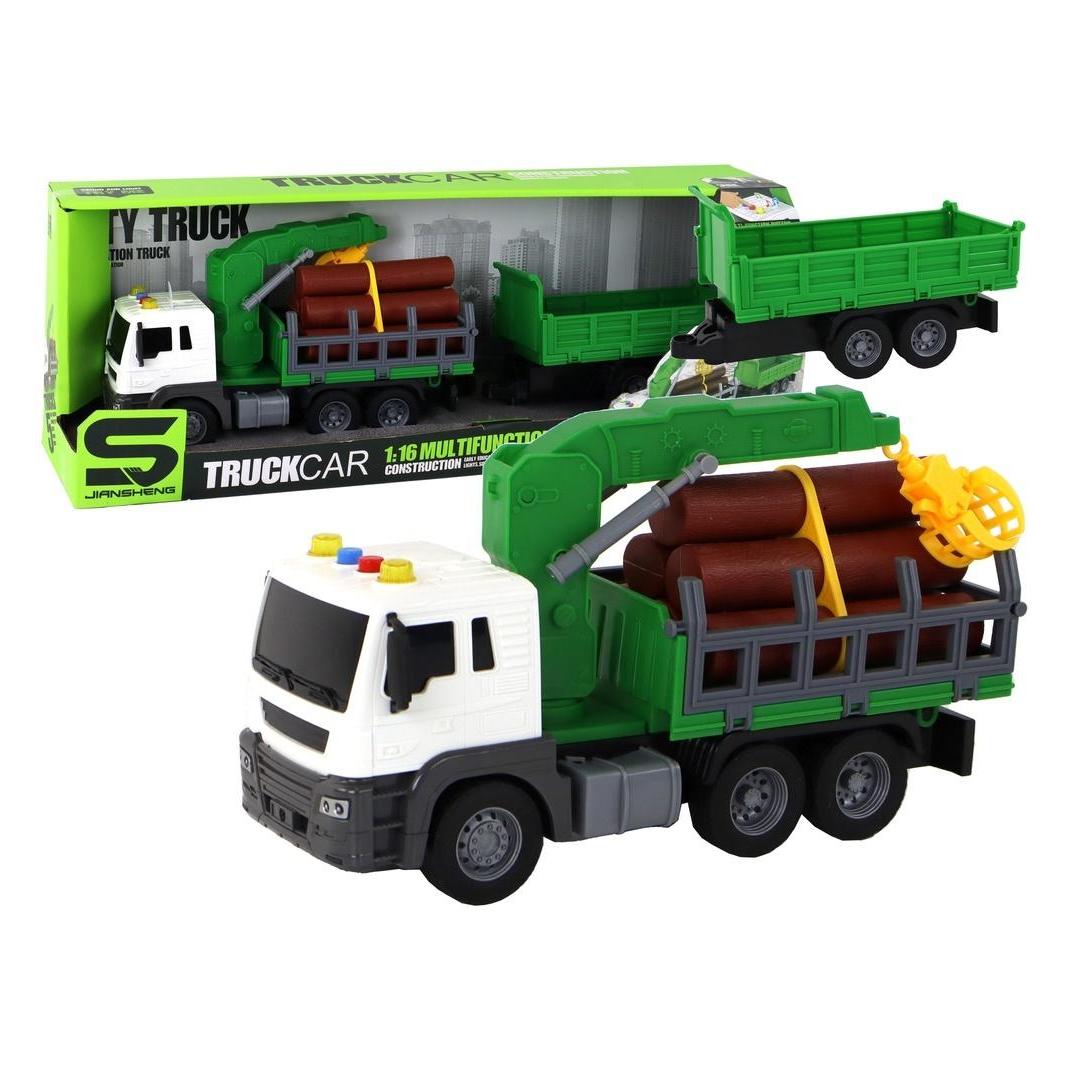 Lean Toys Grüner LKW mit Kran (39995577)